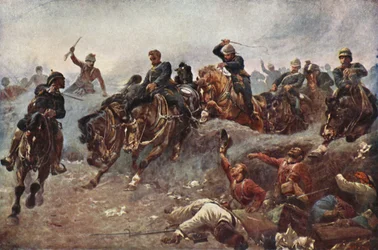 British artillery entering enemy lines at Tel el-Kebir, 1882